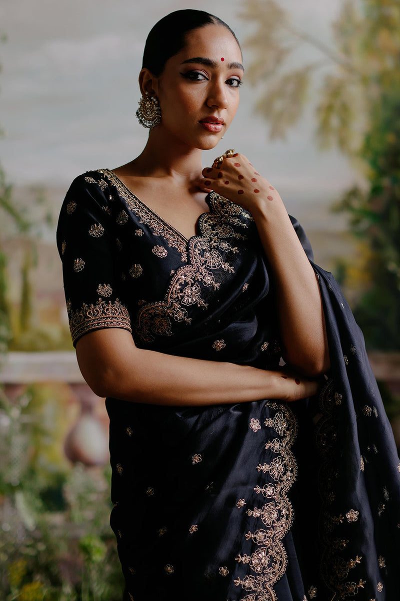 Black Organza Saree Set