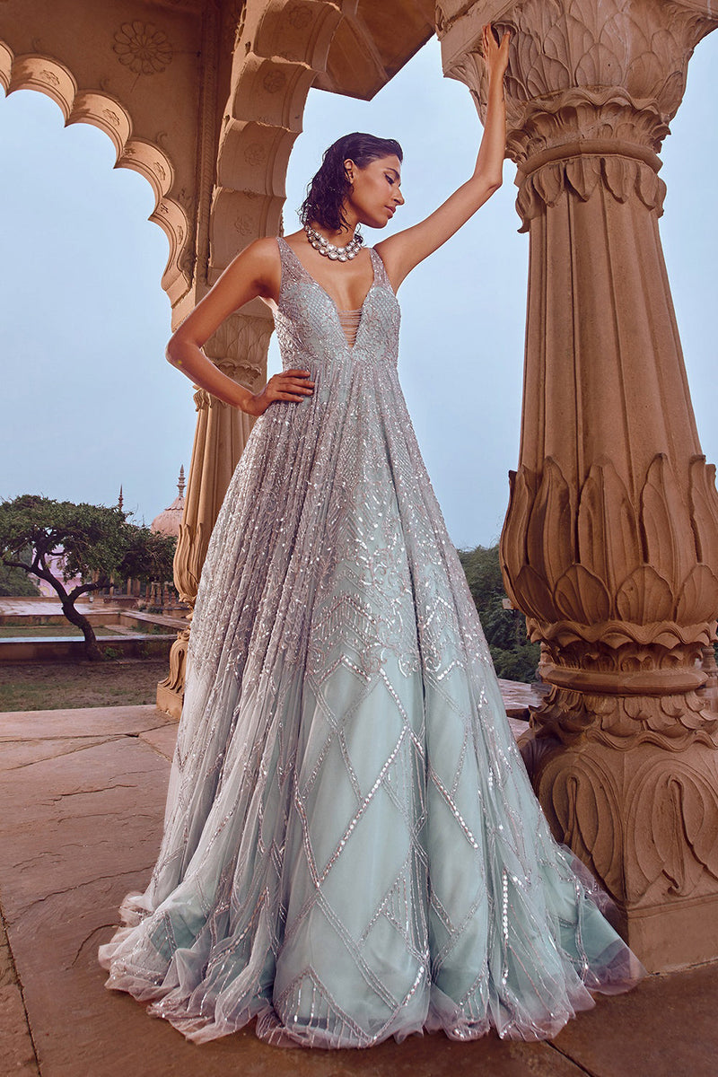 Ice Sky Blue and Silver Prom Dress | Pale Blue Silver Sequin Maxi Dress  Lily Boutique