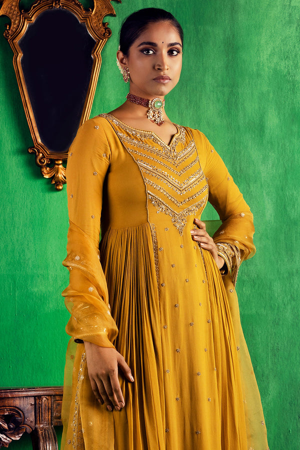 Mustard Anarkali Set