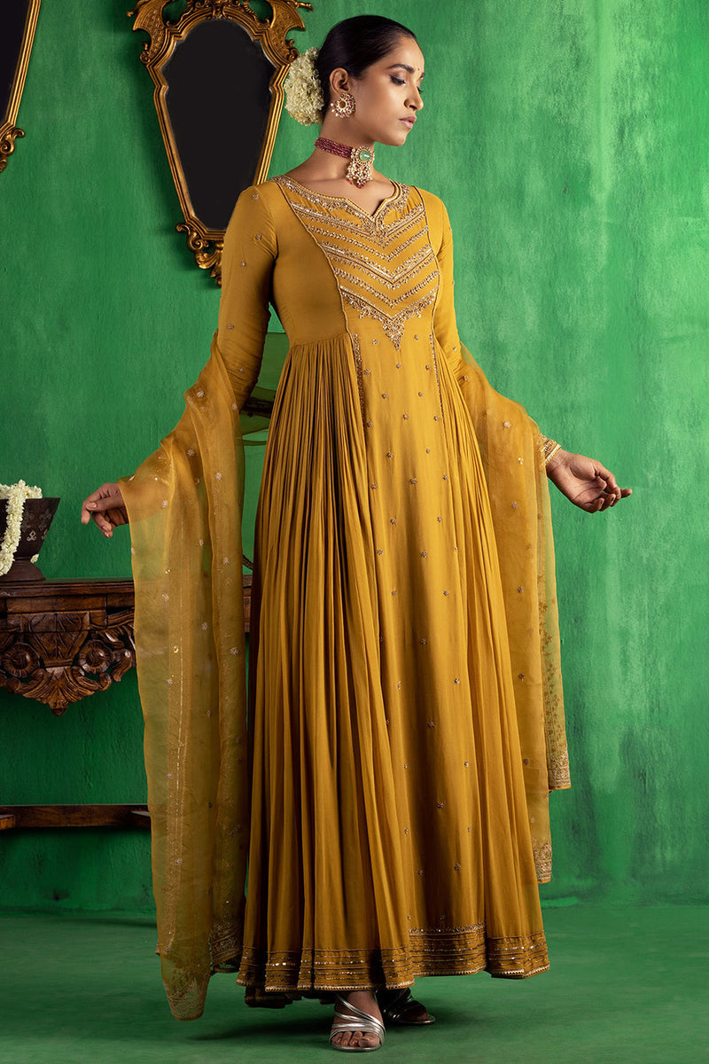 Mustard Anarkali Set