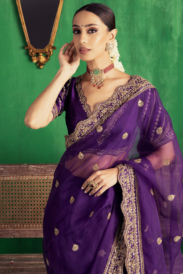 Irish Purple Saree Set