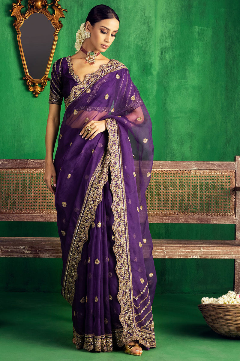 Irish Purple Saree Set