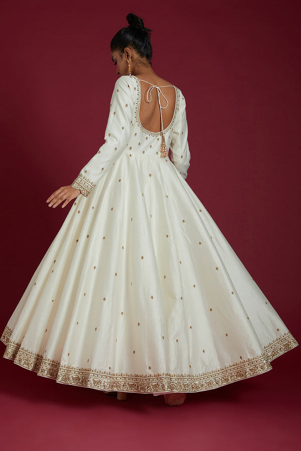 Off White Anarkali Set