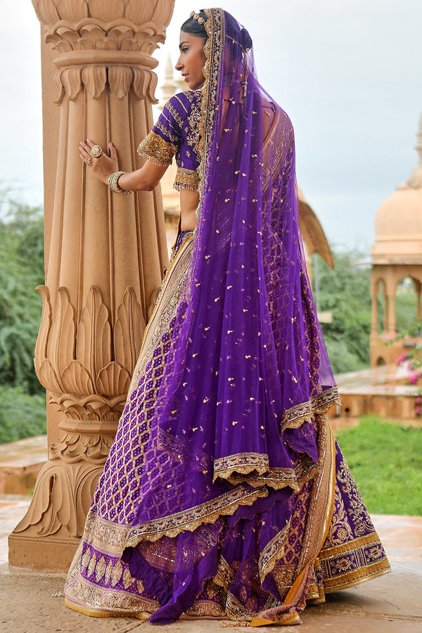 Purple Banarsi Bridal Lehenga Set