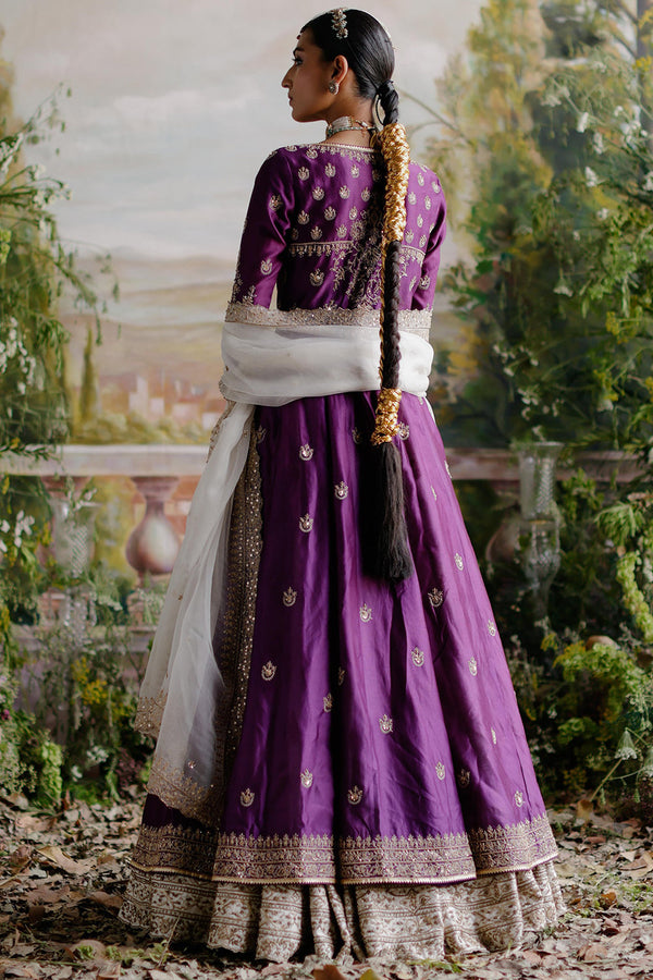 Purple Jacket With Ivory Lehenga