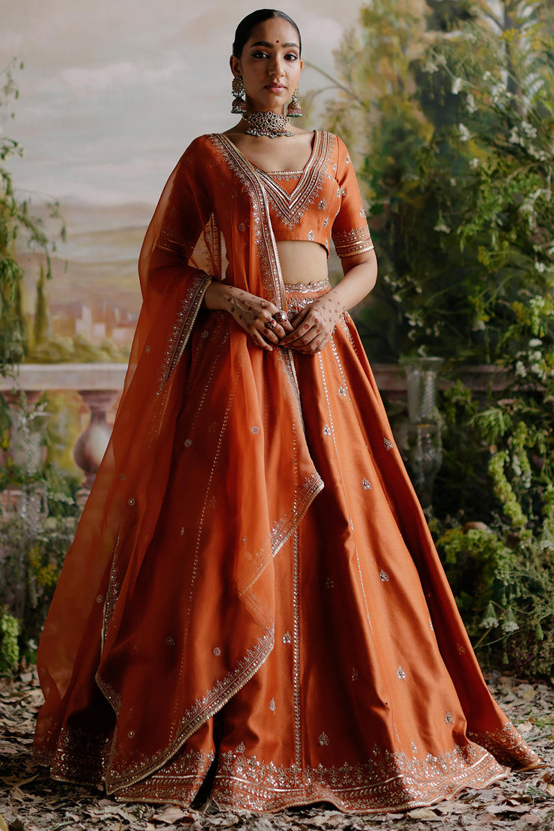 Rust Orange Lehenga Set