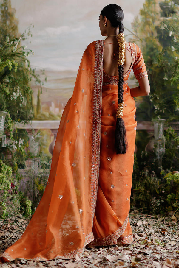 Rust Orange Saree Set