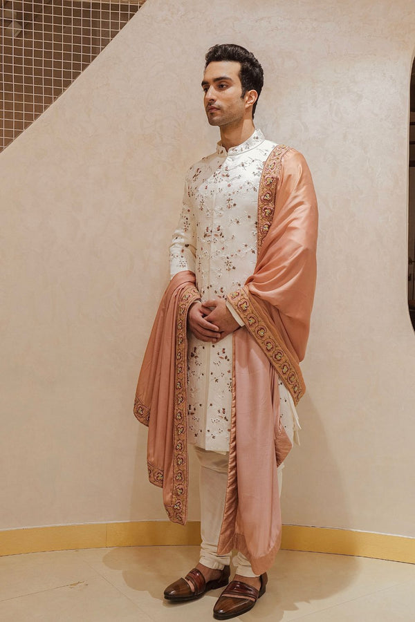 The Regal White Sherwani Set