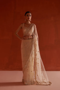 Gold Net Saree