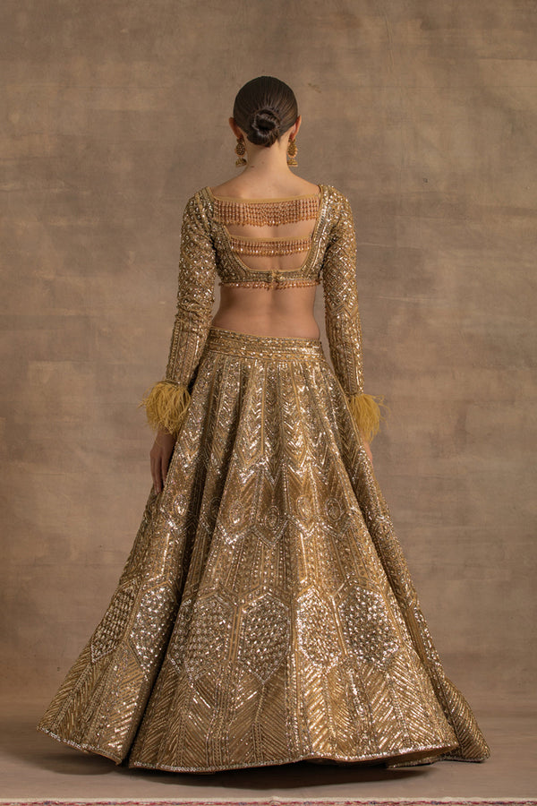 Gold Sequins Embroidered Lehenga Set