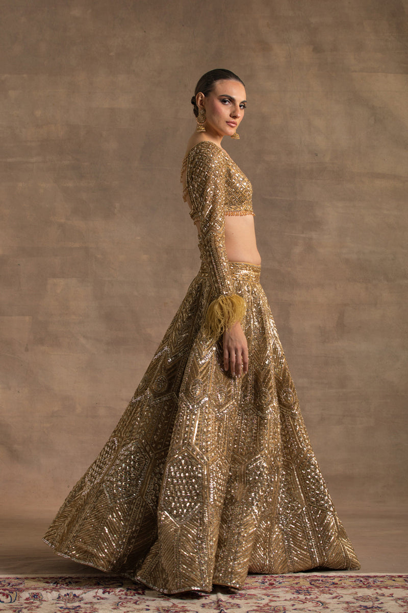 Gold Sequins Embroidered Lehenga Set