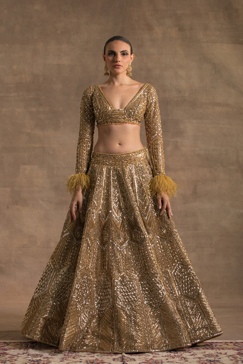 Gold Sequins Embroidered Lehenga Set