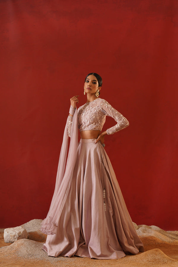 Blush Pink Dupion Silk Lehenga Choli Set