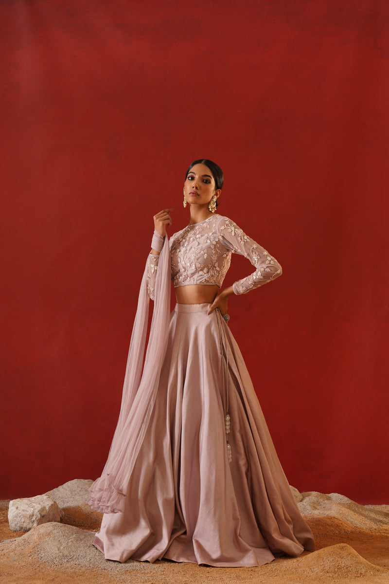 Blush Pink Dupion Silk Lehenga Choli Set