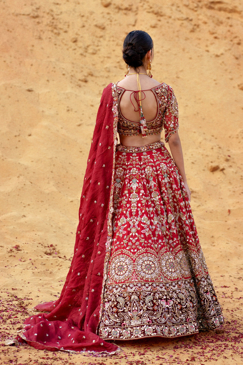 Maroon  Zardozi Embroidered Lehenga Set