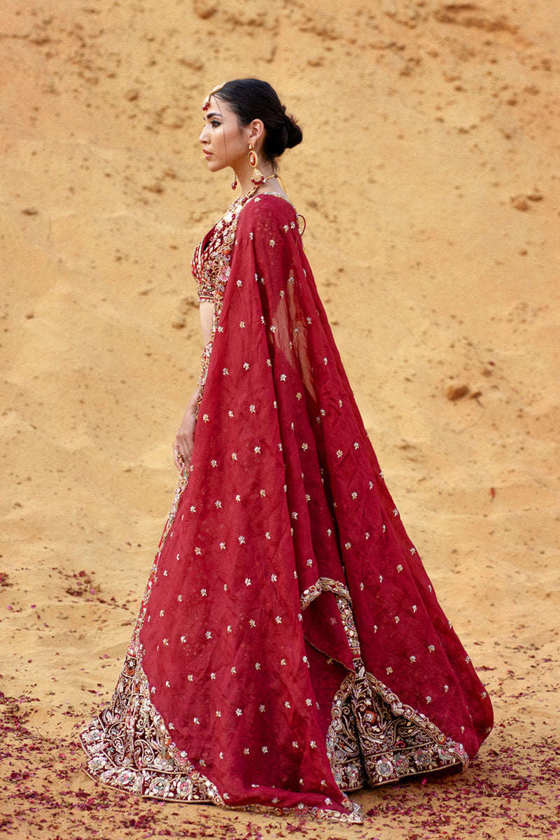 Maroon  Zardozi Embroidered Lehenga Set