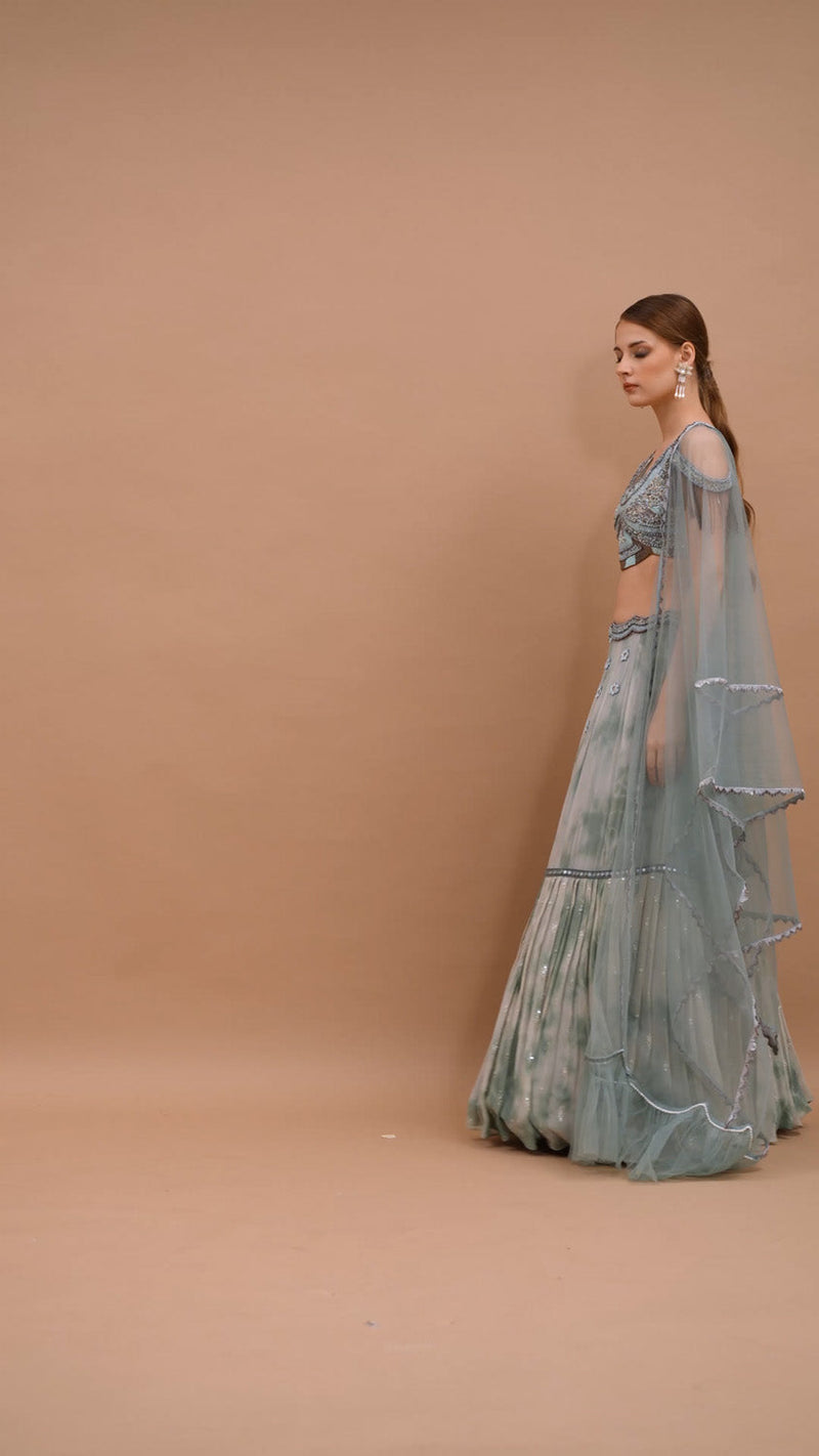 Tye Dye Georgette Skirt With Blouse And Dupatta