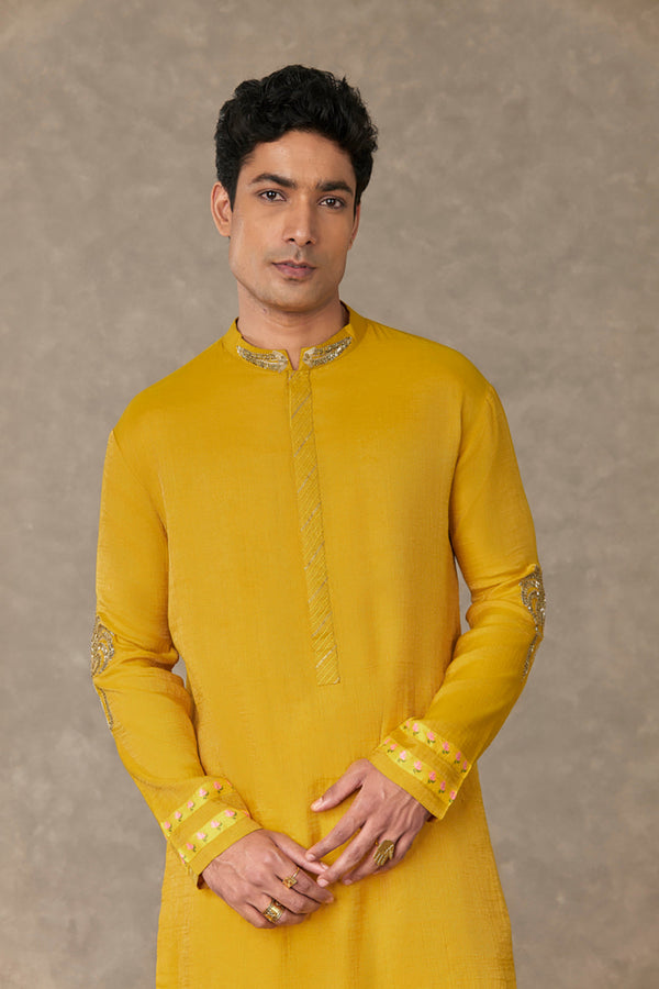 Corn Yellow Shajara Kurta Sets