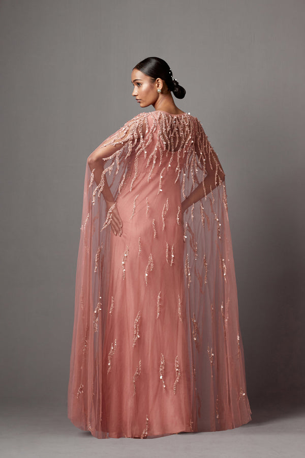 Dust Rose Cape Dress