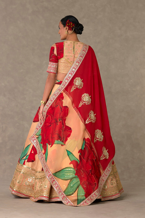 Salmon Candy Swirl Lehenga