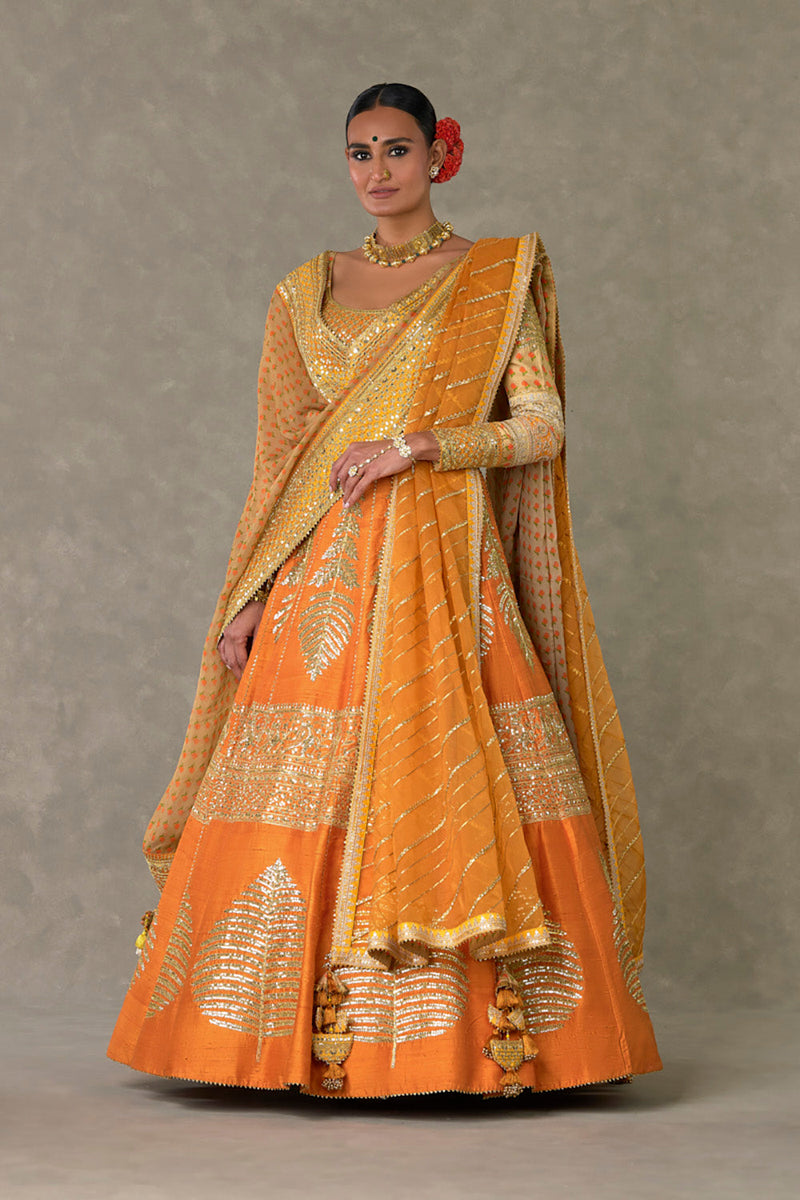 Rust 'Paan-Patti' Lehenga Set