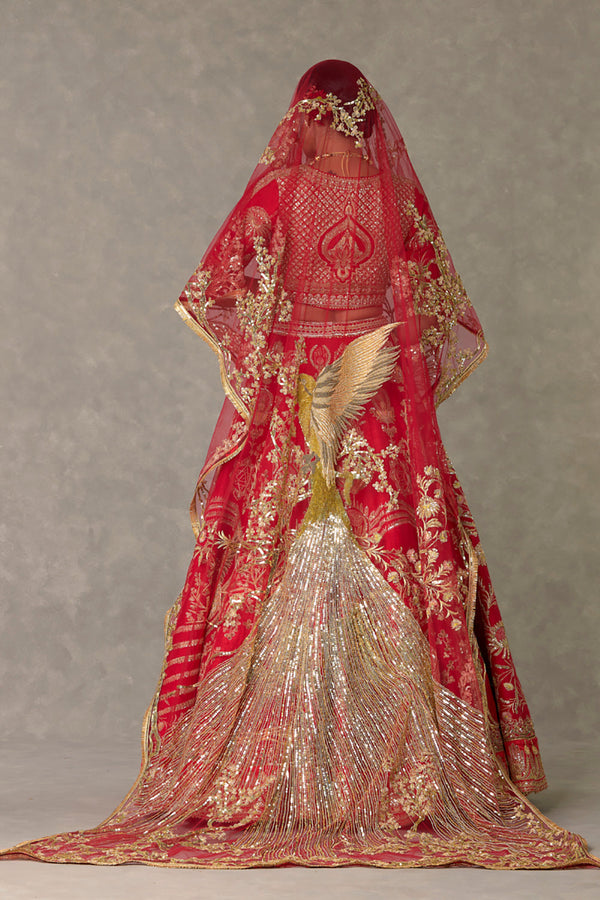 Red 'Bagh-E-Bahar' Lehenga Set