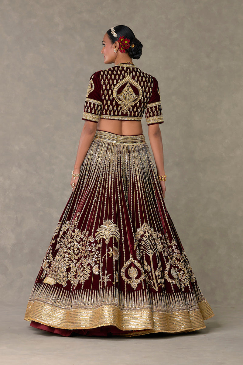 Wine 'Dil- Chidiya' Lehenga Set