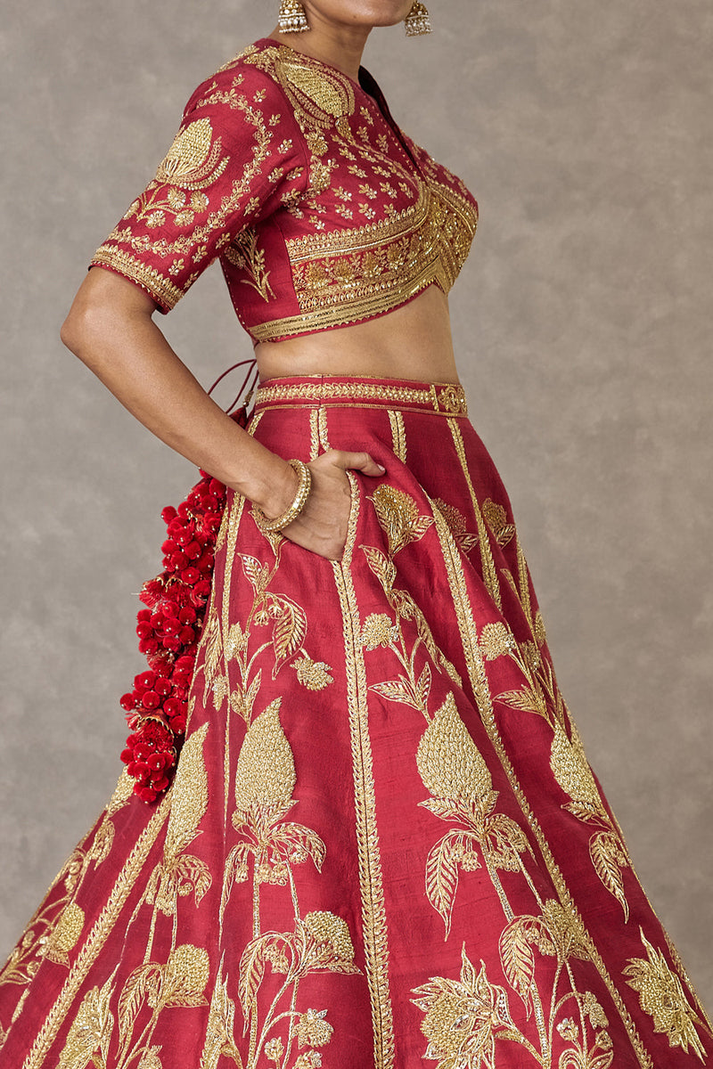 Maroon 'Anar-Phool' Lehenga Set