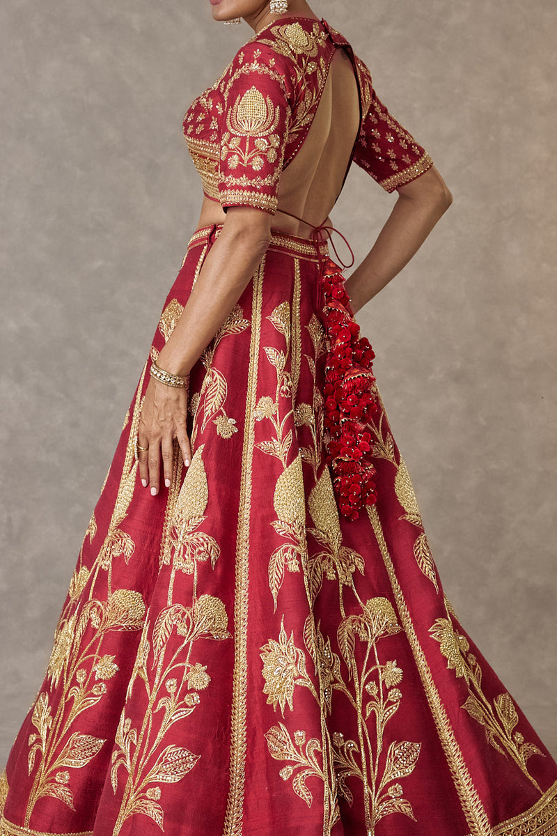 Maroon 'Anar-Phool' Lehenga Set