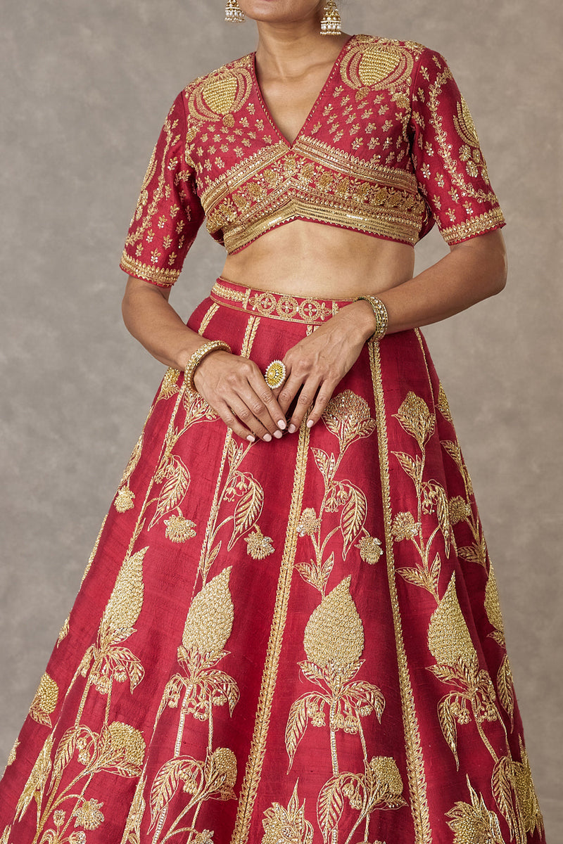 Maroon 'Anar-Phool' Lehenga Set