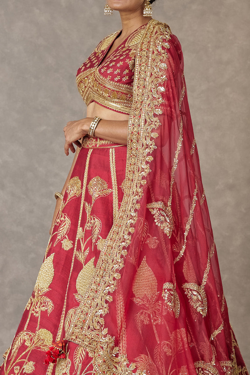 Maroon 'Anar-Phool' Lehenga Set