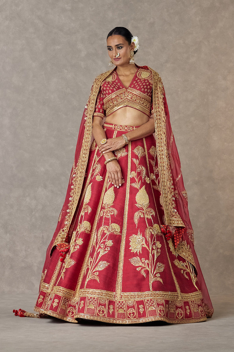 Maroon 'Anar-Phool' Lehenga Set