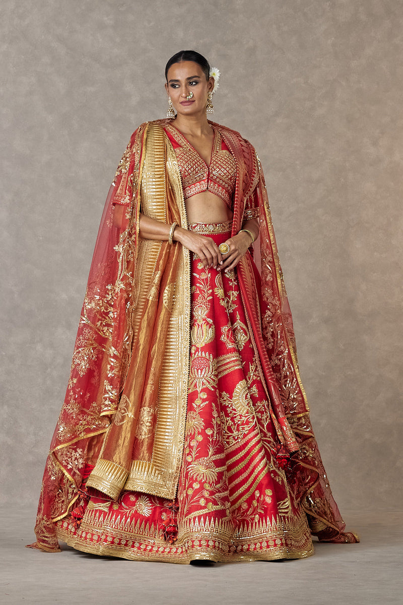 Red Bagh-E-Bahar Neelkamal Lehenga