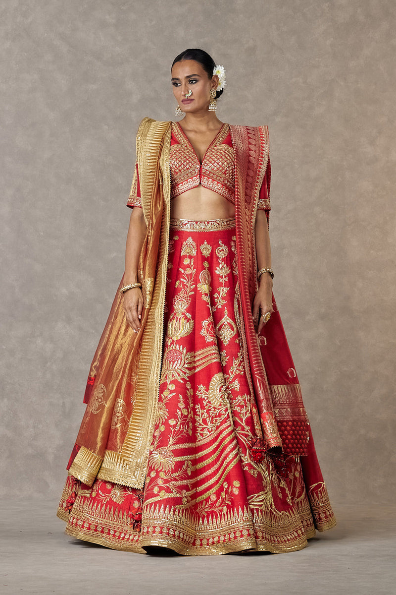 Red Bagh-E-Bahar Neelkamal Lehenga