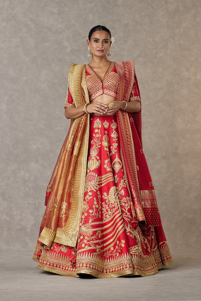 Red Bagh-E-Bahar Neelkamal Lehenga