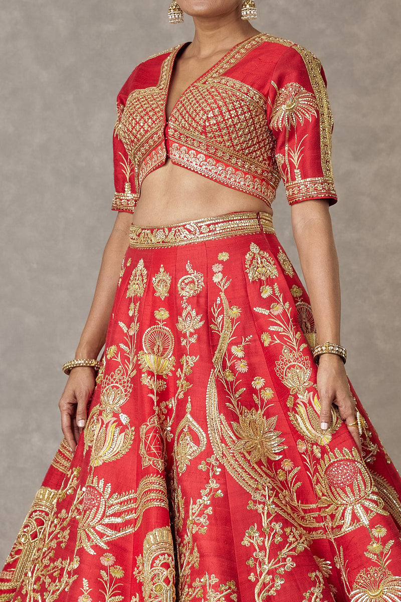 Red Bagh-E-Bahar Neelkamal Lehenga