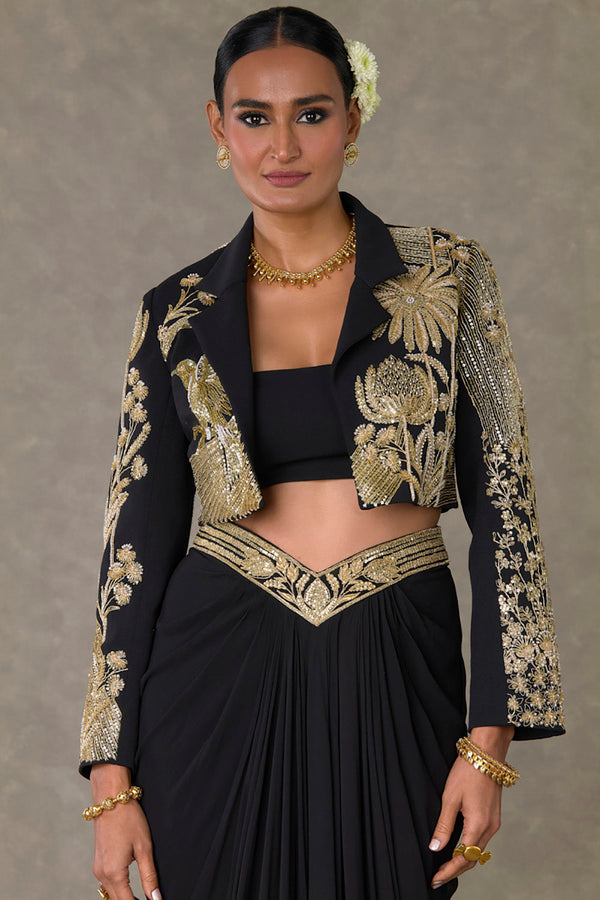 Black 'Son-Chidiya' Cropped Blazer Set