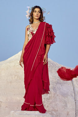 Ruffle Sleeves Sari