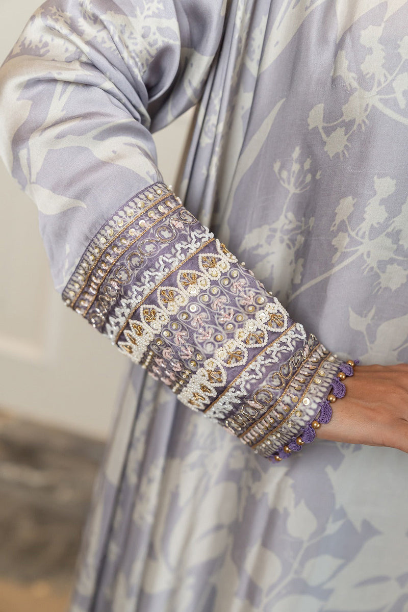 Lilac Hand Embroidered Kaftan Set