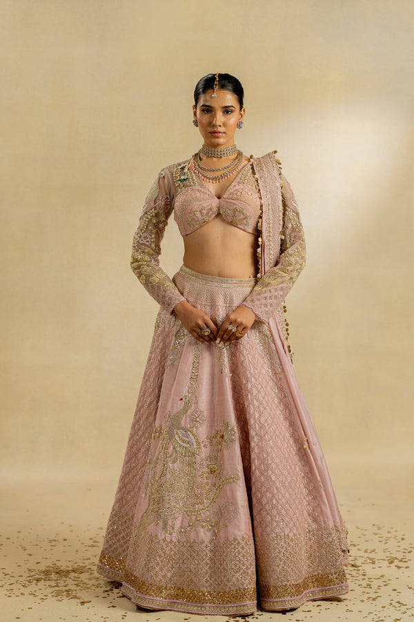 Pink Embroidered Lehenga Set