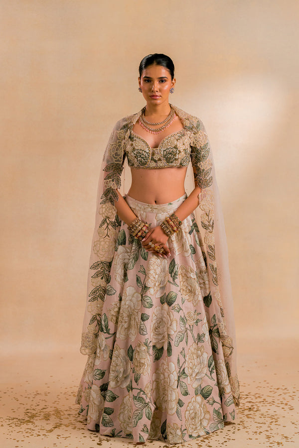 Ivory Jacquard Fabric Lehenga Set