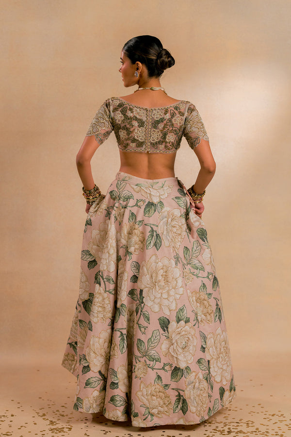 Ivory Jacquard Fabric Lehenga Set