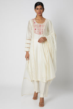 Beige Embroidered Kurta Set