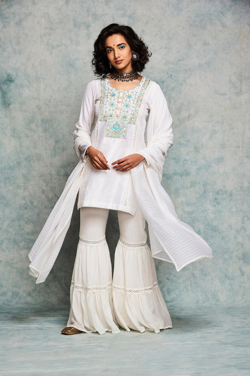 White Gharara Set