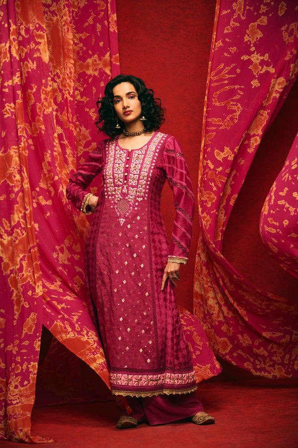 Magenta Anarkali Set