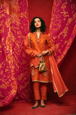 Orange Short Kurta Set