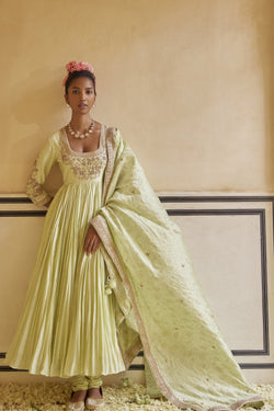 Mint Anarkali Paired With Dupatta & Churidar