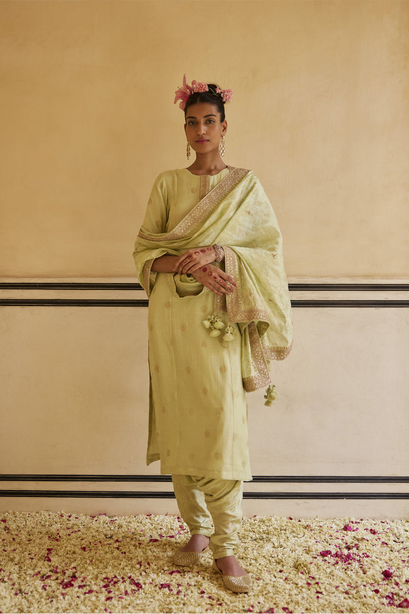 Mint Kurta Paired With Pants & Dupatta