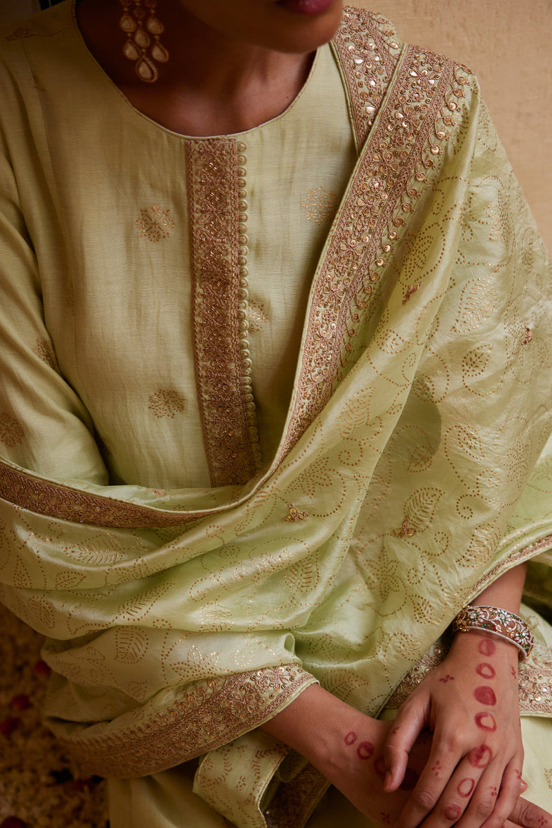 Mint Kurta Paired With Pants & Dupatta