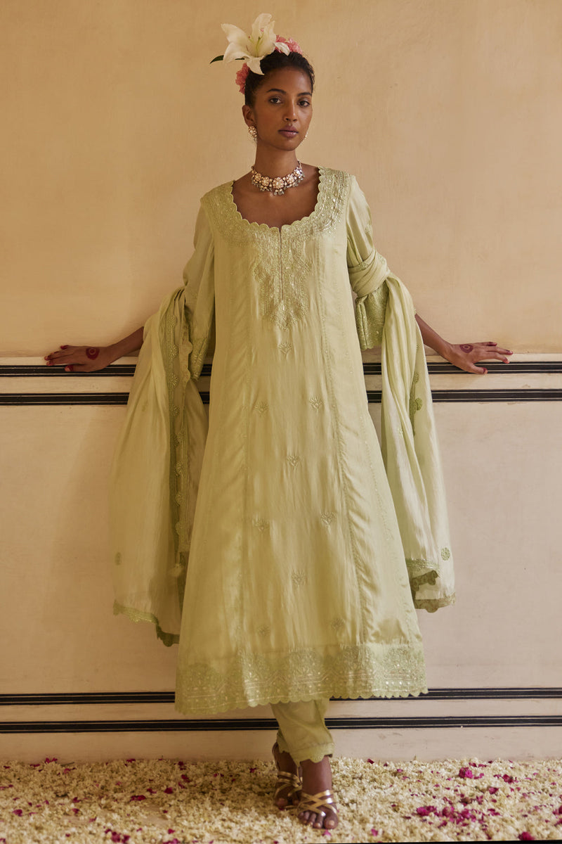 Mint Kurta Paired With Pants & Dupatta